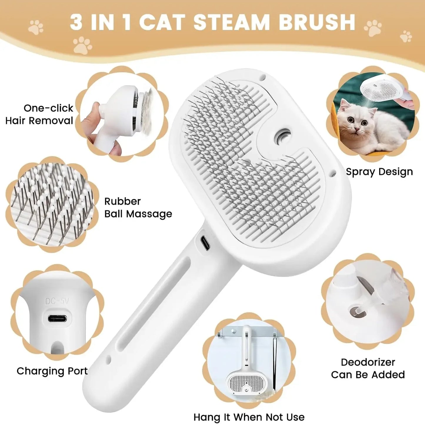 Pet Spray Grooming Comb Remove Floating Hair Fluffs Hair Water Steam Styling for Dogs Cats Accessories